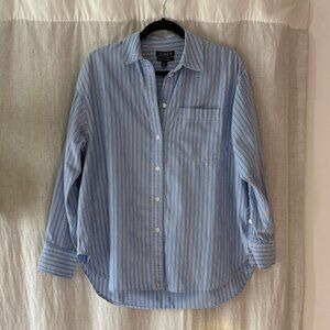 J. Crew Étienne oversized shirt in Oxford Blue Stripe, Size S